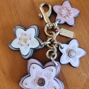 Coach Floral Key Holder in Pink and Cream